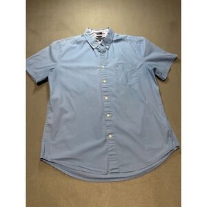 Tommy Hilfiger Mens Classic Fit Short Sleeve Button Down Shirt Blue Large